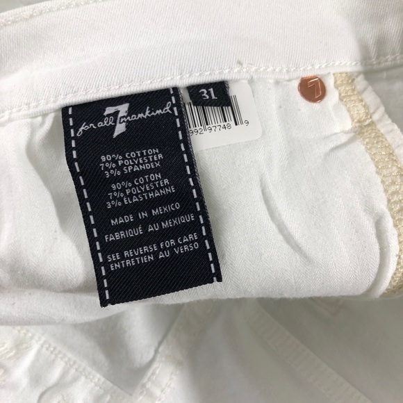 7 For All Mankind White Ankle Straight Leg Jeans - Picture 5 of 7